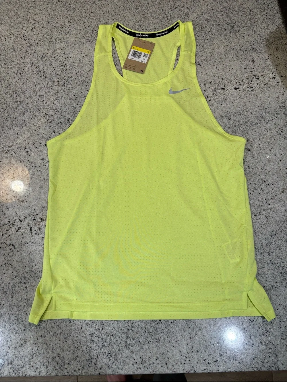 Nike Elite Dri-Fit ADV ‘Neon Yellow’ Men’s Size Small Running Singlet FN4229-736